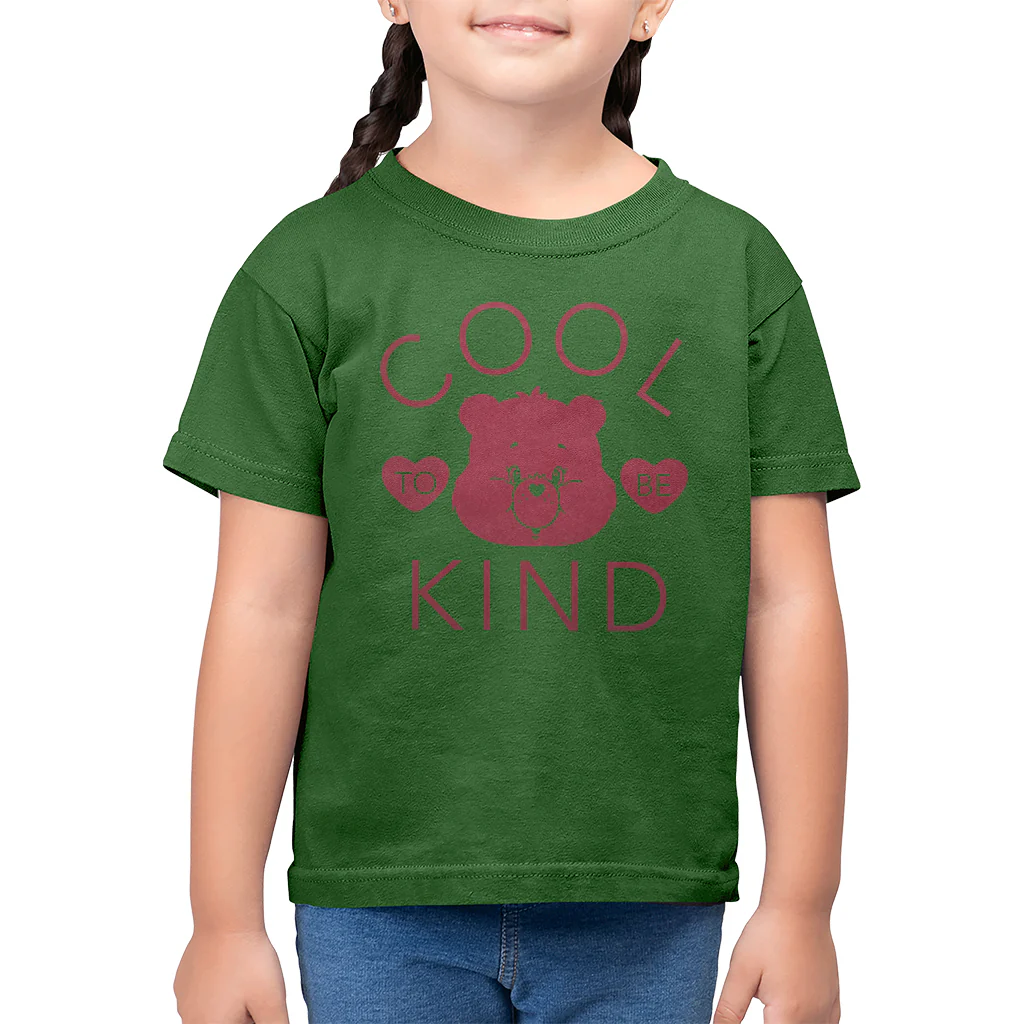 Tenderheart Bear Cool To Be Kind Pink Flock Kids T-Shirt - Image 7