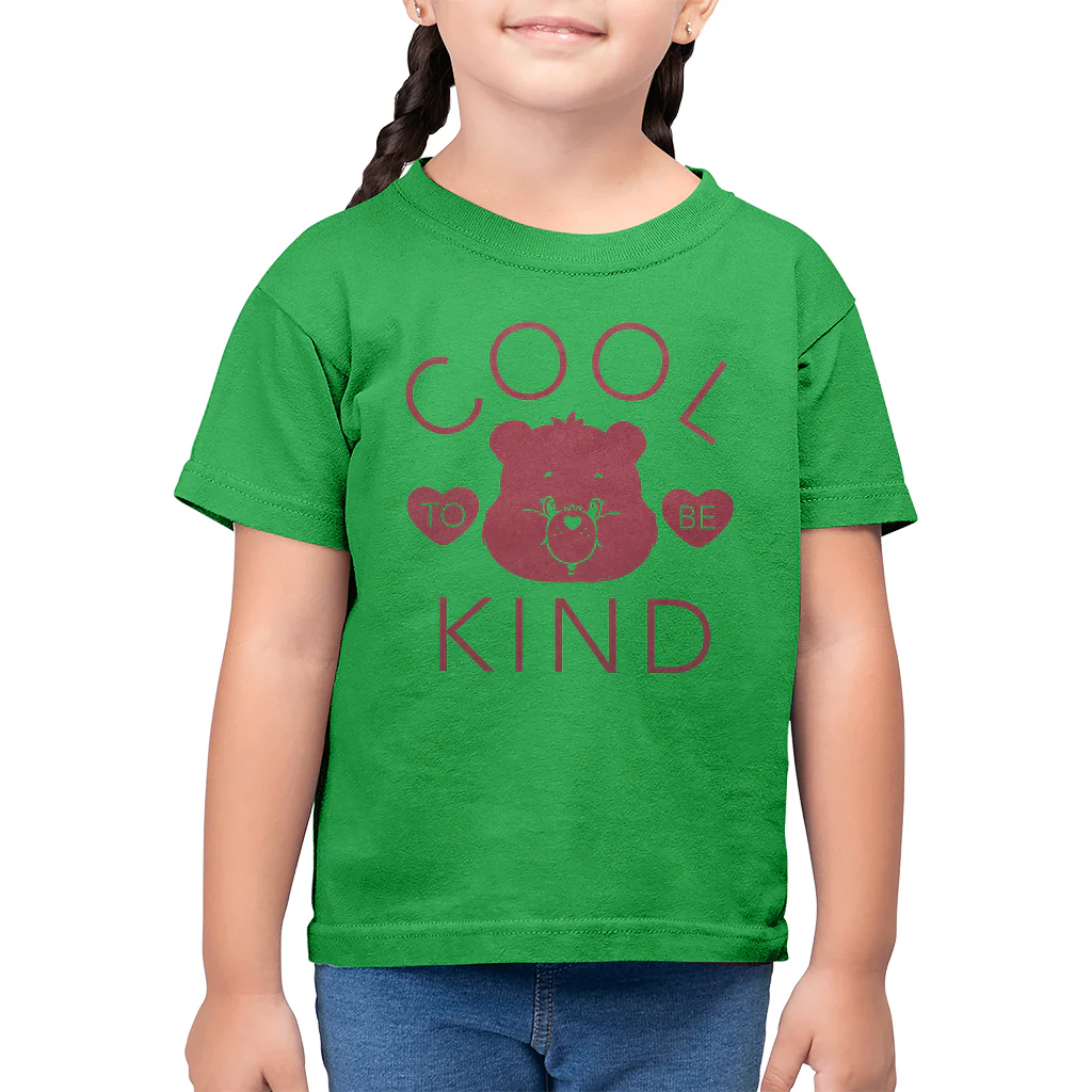 Tenderheart Bear Cool To Be Kind Pink Flock Kids T-Shirt - Image 8