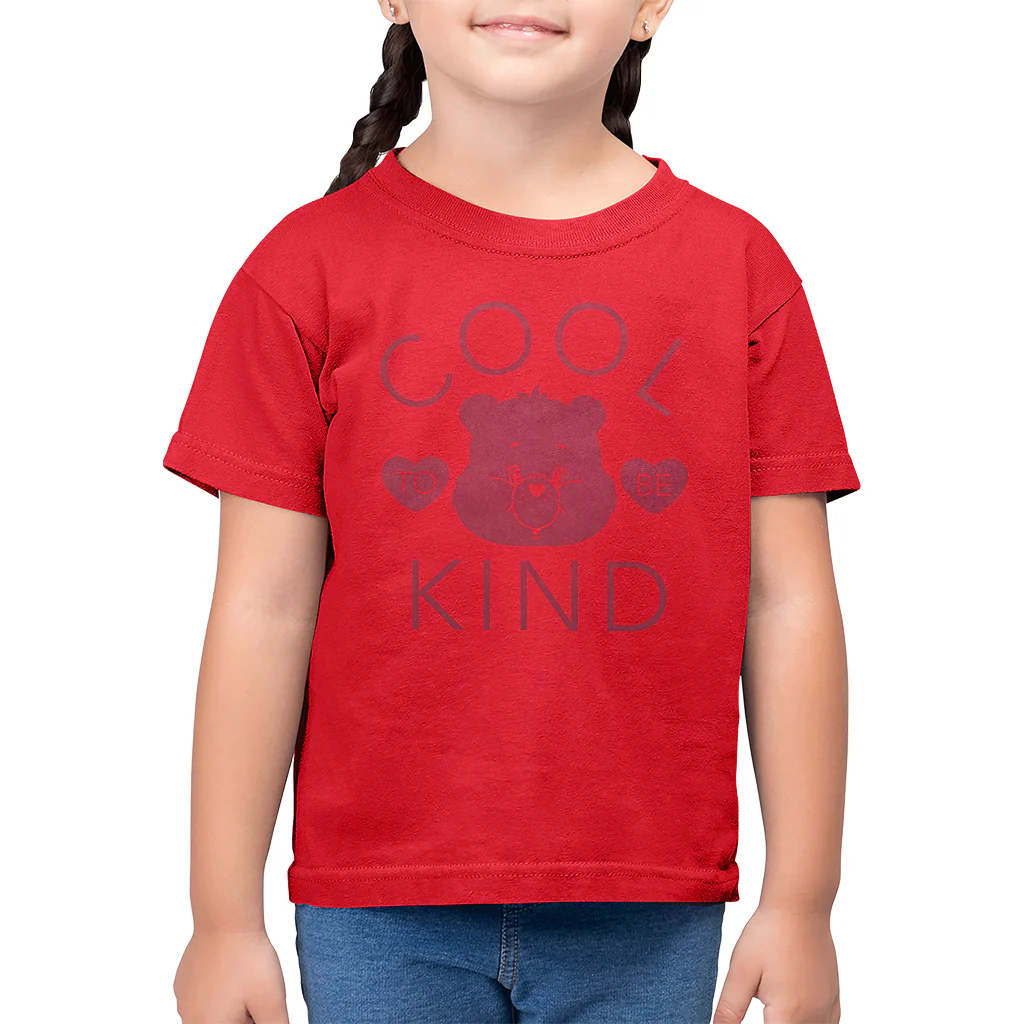 Tenderheart Bear Cool To Be Kind Pink Flock Kids T-Shirt - Image 9