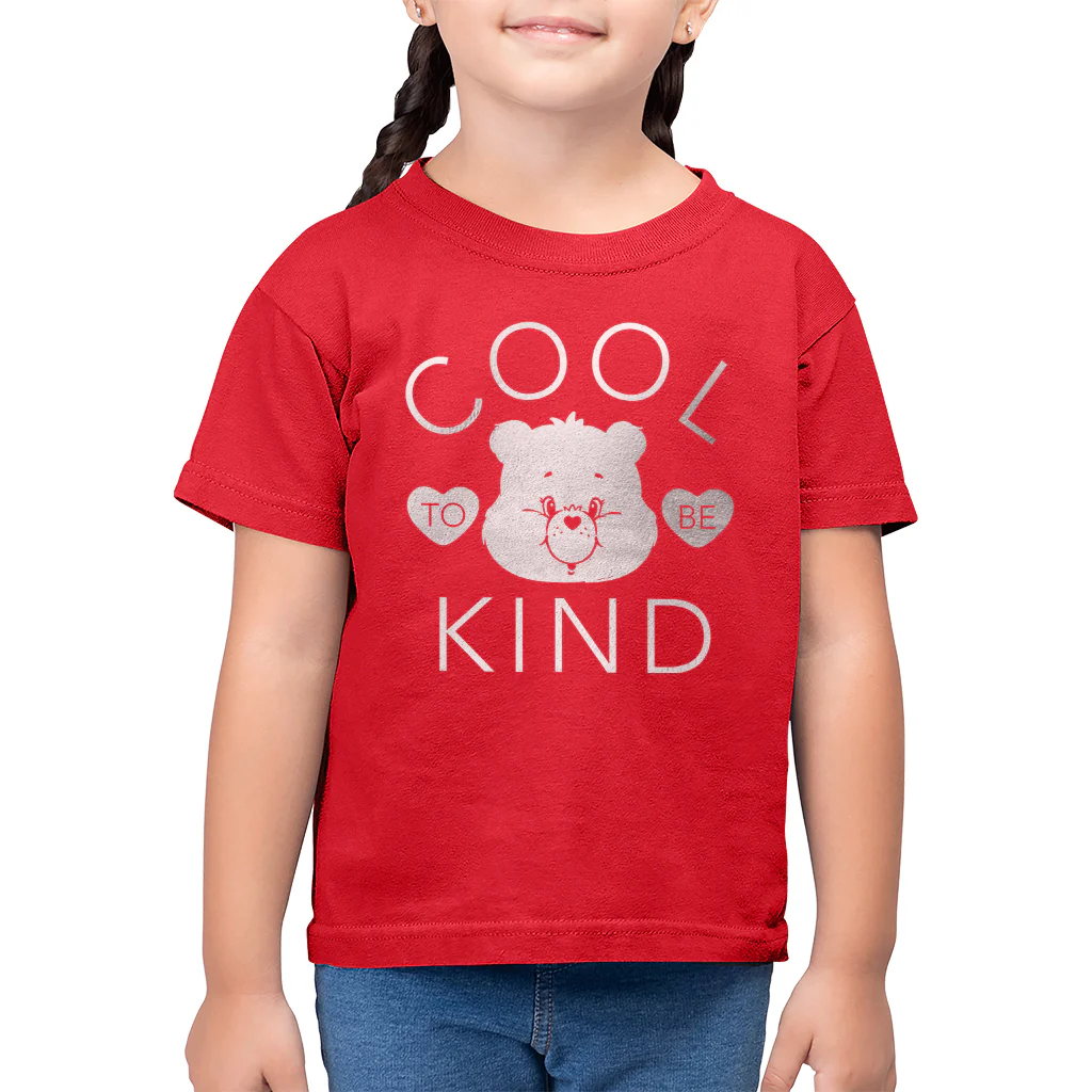 Tenderheart Bear Cool To Be Kind Silver Foil Kids T-Shirt - Image 2