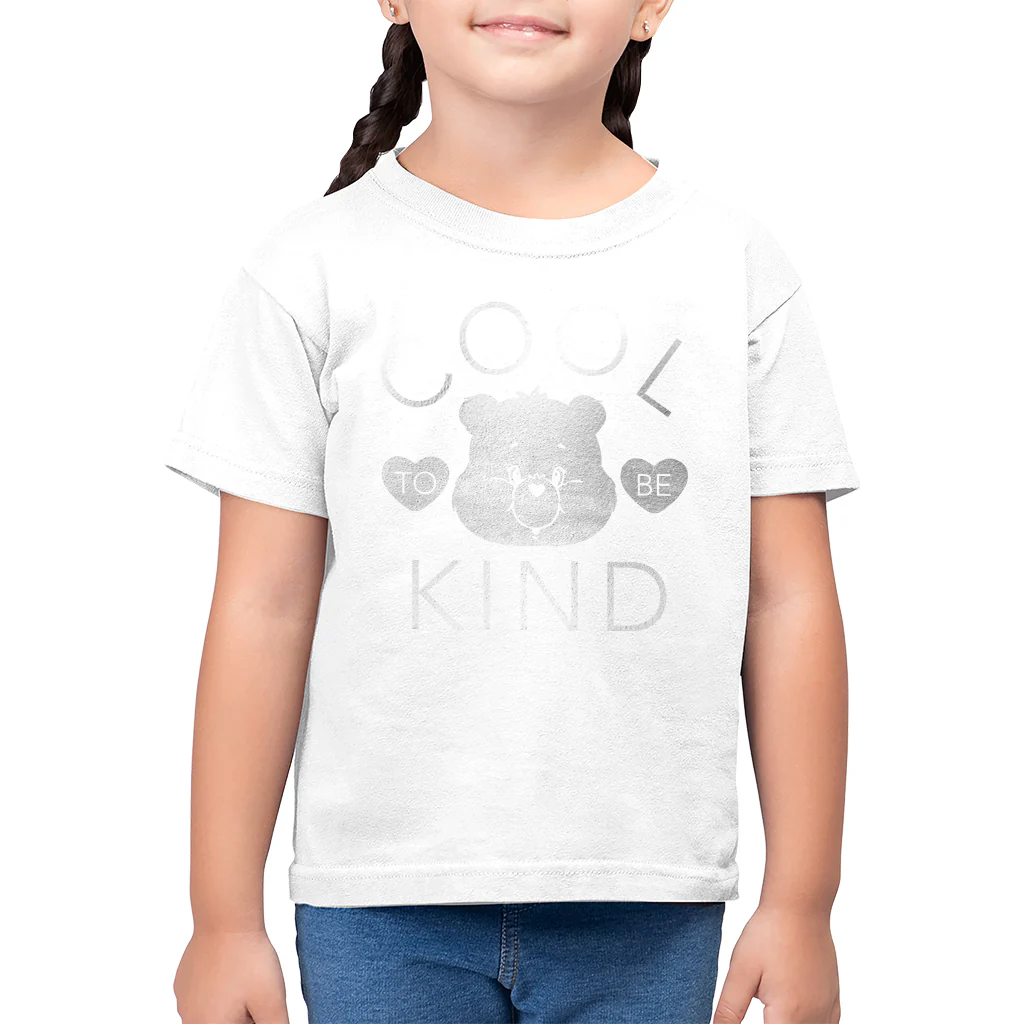 Tenderheart Bear Cool To Be Kind Silver Foil Kids T-Shirt - Image 3