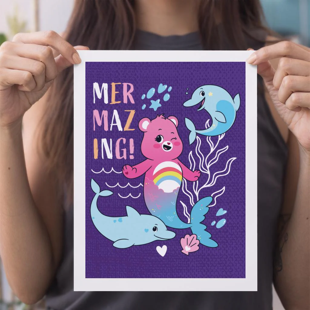 Cheer Bear Mermazing Dolphins A4 Print - Image 4