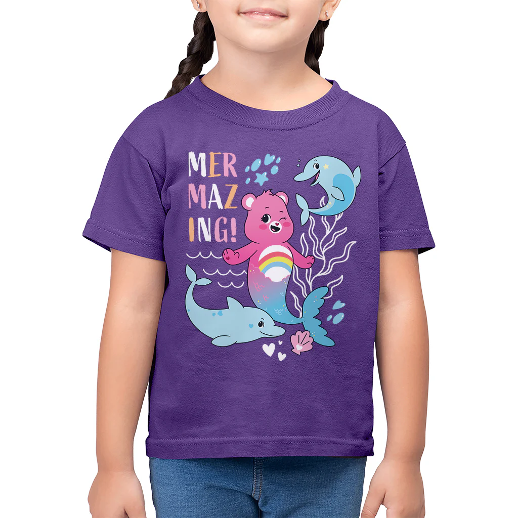Unlock The Magic Cheer Bear Mermazing Dolphins Kids T-Shirt - Image 2
