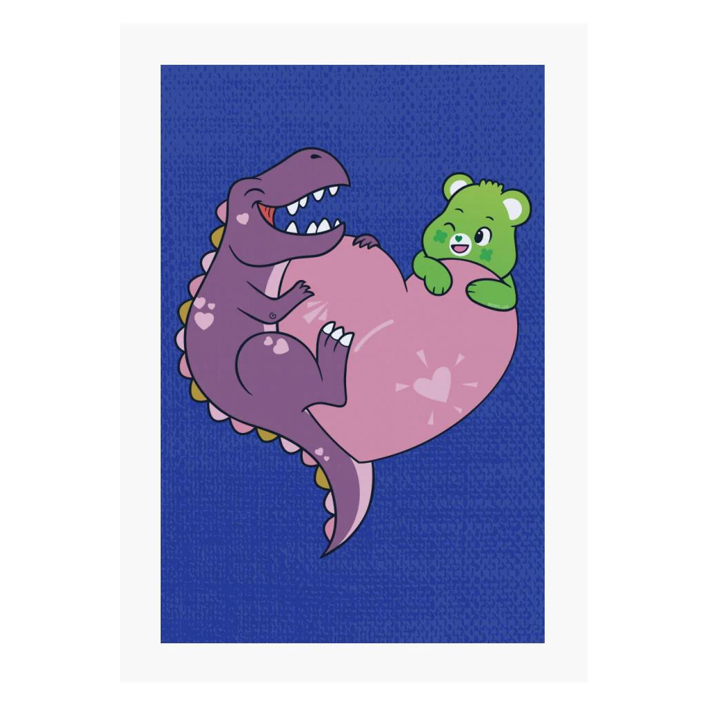 Unlock The Magic Good Luck Bear Dino Heart A4 Print - Image 4
