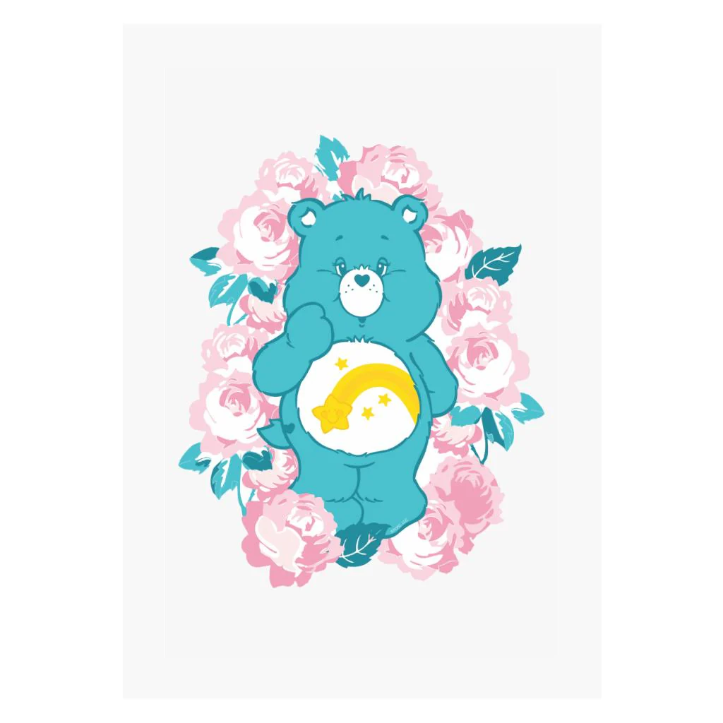 Wish Bear Pink Flowers A4 Print - Image 4