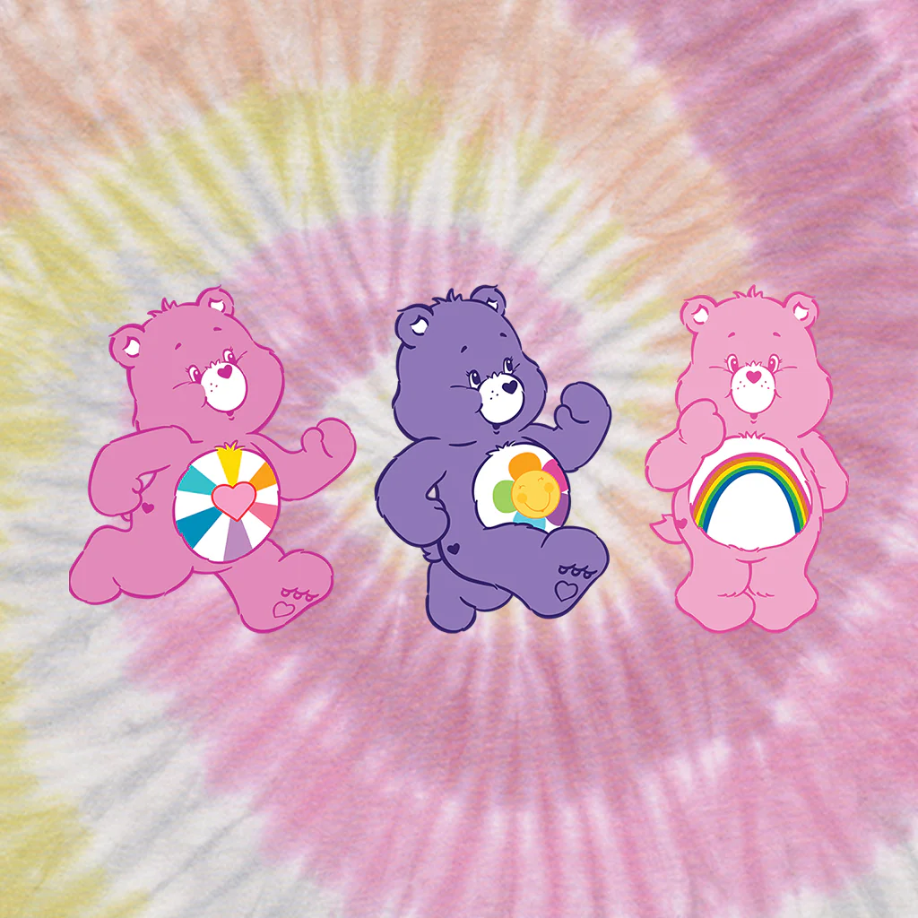 Cheer Bear and Friends Tie Dye Women's T-Shirt - Image 4