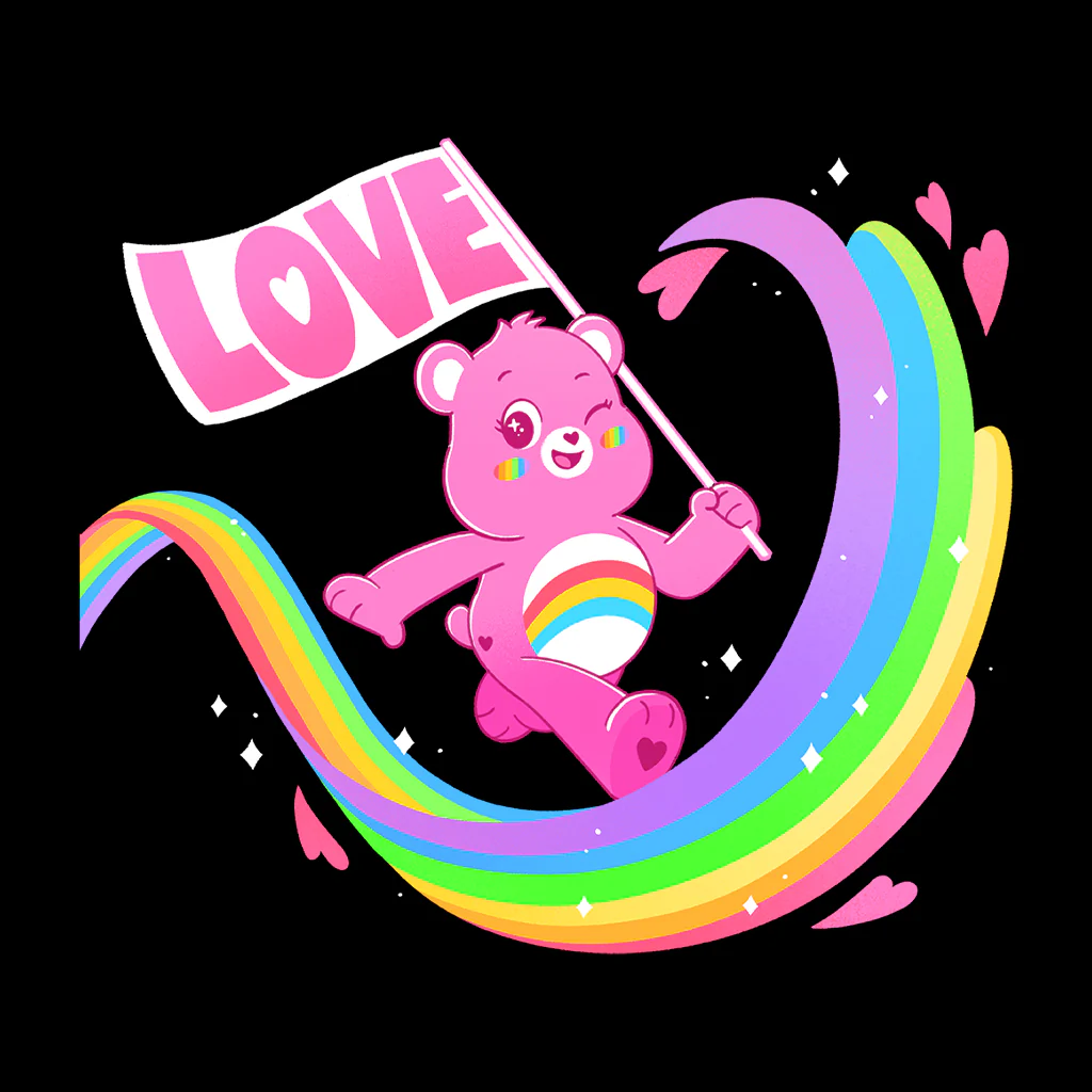 Cheer Bear Rainbow Love Flag Men's T-Shirt - Image 2